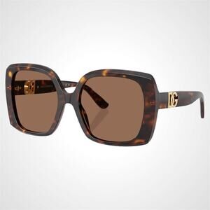 New Dolce & Gabbana Sunglasses Brown Acetate Square Gold Metal DG